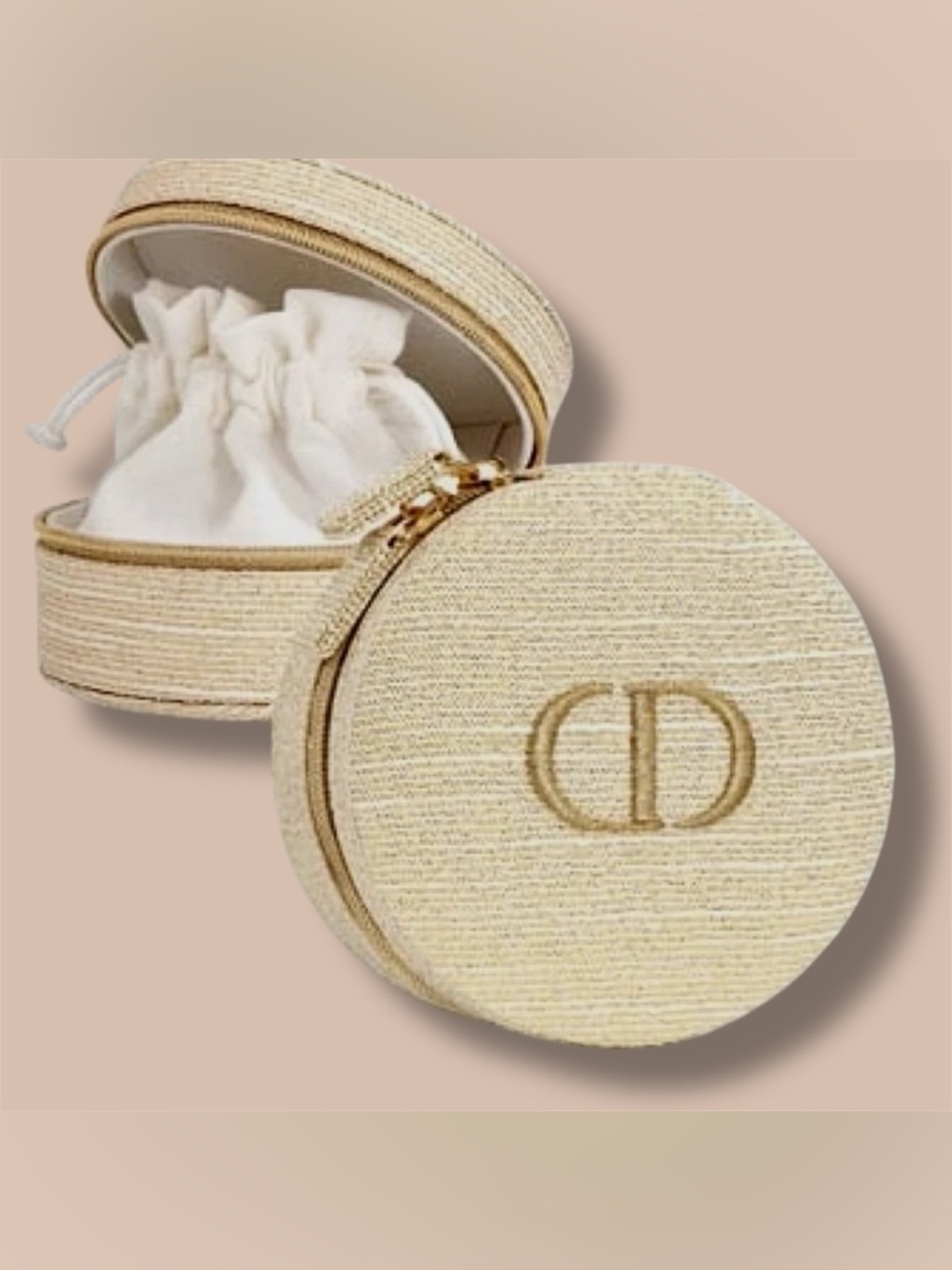 Sparkly-Gold Christian Dior Beauty (Circlular) Makeup-Vanity Case
